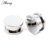 2PCs Stainless Steel Screw Pulley Ear Flesh Tunnels Plugs Expander