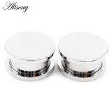 2PCs Stainless Steel Screw Pulley Ear Flesh Tunnels Plugs Expander