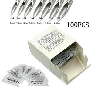 100PCS Surgical Steel Body Piercing Needles E.O.Gas Sterilized
