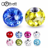 2pcs/lot 4mm 316L Stainless Steel Epoxy Crystal Ball Body Piercing Jewelry PL12