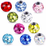 2pcs/lot 4mm 316L Stainless Steel Epoxy Crystal Ball Body Piercing Jewelry PL12