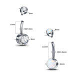 Titanium CZ & Opal Belly Button Ring Navel Earring