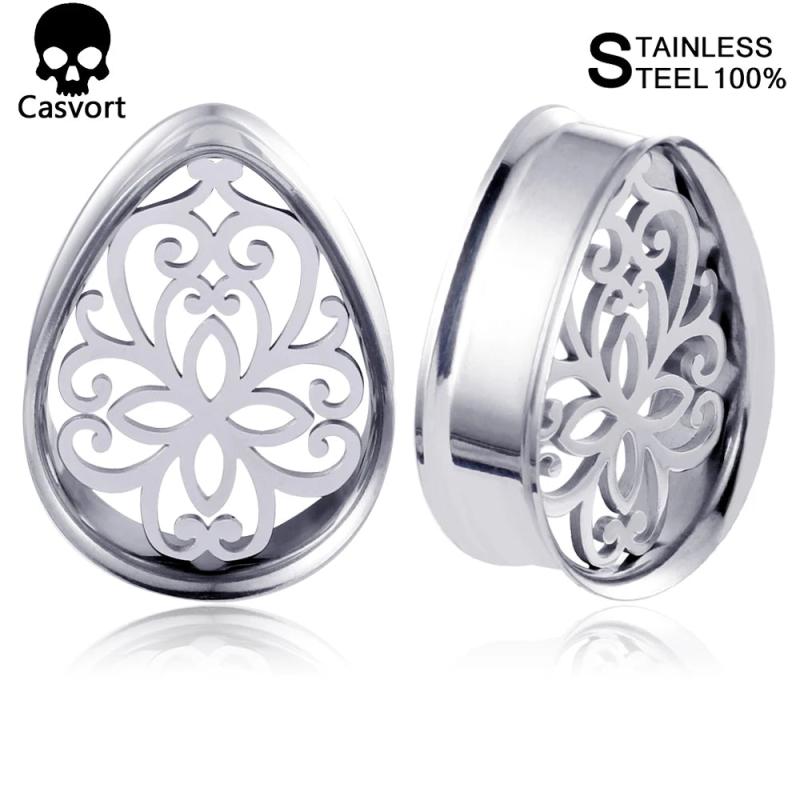 Stainless Steel Teardrop Ear Gauges Plugs Stretcher Piercing Jewelry