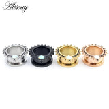 2pcs 6-25mm Opal Screw Ear Tunnels Flesh Plugs Gauges Jewelry