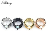2pcs 6-25mm Opal Screw Ear Tunnels Flesh Plugs Gauges Jewelry