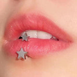 Star Lip Piercing Stainless Steel Vertical Labret Lip Ring 16g