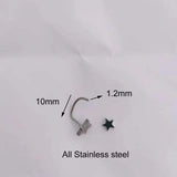 Star Lip Piercing Stainless Steel Vertical Labret Lip Ring 16g