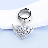 Crystal Heart Angel Wing Ear Tunnel Plugs Flesh Piercing Earrings