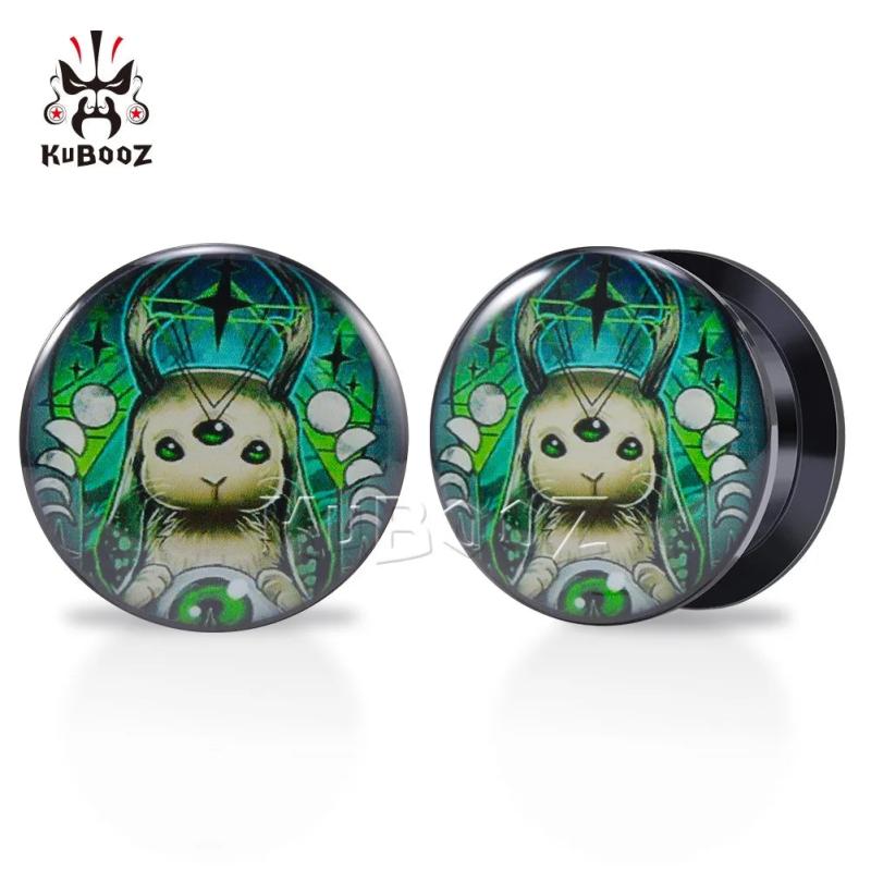 Cartoon Acrylic Three-eyed Cat Ear Plugs 6-30mm 2PCS