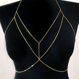 Geometric Silver Body Chain for Women Lady Sexy Chest Chain