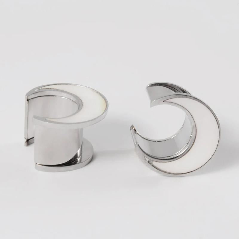 2pcs Stainless Steel Moon Star Ear Plugs 8-16mm