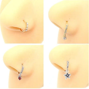 Cherry Nose Cuff Dangling Pendant Nose Ring Women Piercing Jewelry
