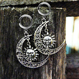Goth Skull Pendant Ear Plugs Gauges Stainless Steel Stretcher Y2k Jewelry