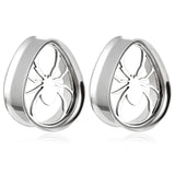 316 Stainless Steel Heart spider Ear Gauges Plugs Body Piercing Jewelry