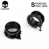 Opal Ear Tunnels Stainless Steel Ear Plugs Pair