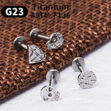 G23 Titanium Labret Lip Stud Earrings ASTM F136 Women Jewelry