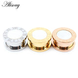 2pcs Punk Stainless Steel Roman Numerals Shell Ear Tunnels Plugs Expander