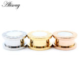 2pcs Punk Stainless Steel Roman Numerals Shell Ear Tunnels Plugs Expander