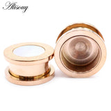 2pcs Punk Stainless Steel Roman Numerals Shell Ear Tunnels Plugs Expander