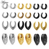 Miqiao 1Piece Stainless Steel Saddle Ear Tunnel Plug Piercing Ring