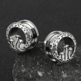 2PCS Stainless Steel Mushroom Ear Tunnels Plugs Gauges Expander