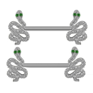 316L Stainless Steel Snake Nipple Rings Zircon Bow One Arrow Nipple Piercing