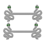 316L Stainless Steel Snake Nipple Rings Zircon Bow One Arrow Nipple Piercing