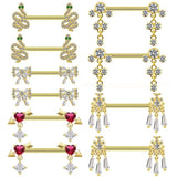 316L Stainless Steel Snake Nipple Rings Zircon Bow One Arrow Nipple Piercing