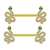 316L Stainless Steel Snake Nipple Rings Zircon Bow One Arrow Nipple Piercing