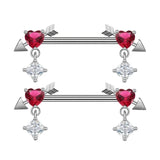 316L Stainless Steel Snake Nipple Rings Zircon Bow One Arrow Nipple Piercing