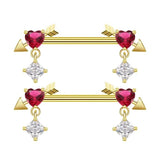316L Stainless Steel Snake Nipple Rings Zircon Bow One Arrow Nipple Piercing