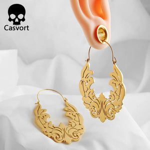 2PCS Stainless Steel Dangle Earrings Ear Hangers Plugs Ear Weights