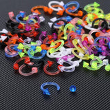 100Pcs 16G Horseshoe Piercing Spike Circular for Septum Acrylic Mix Nose Ring