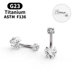 Fem. G23 Titanium Heart Crystal Belly Button Ring