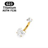 Fem. G23 Titanium Heart Crystal Belly Button Ring