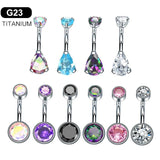 G23 Titanium Opal Zircon Belly Button Ring Round Cubic Bar Barbell
