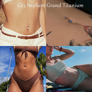 G23 Titanium Opal Zircon Belly Button Ring Round Cubic Bar Barbell