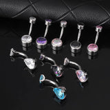 G23 Titanium Opal Zircon Belly Button Ring Round Cubic Bar Barbell