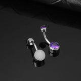 G23 Titanium Opal Zircon Belly Button Ring Round Cubic Bar Barbell