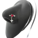 Heart Shape Stainless Steel Nose Ring with Gem Dangle