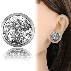 2 PCS Stainless Steel Ear Plugs Double Flared Tunnel Gauges Sparkle Stretch