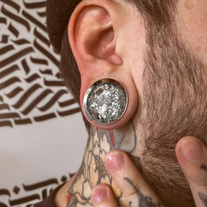 2 PCS Stainless Steel Ear Plugs Double Flared Tunnel Gauges Sparkle Stretch