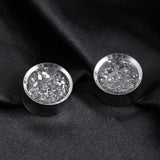 2 PCS Stainless Steel Ear Plugs Double Flared Tunnel Gauges Sparkle Stretch