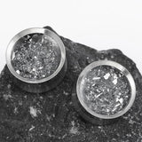 2 PCS Stainless Steel Ear Plugs Double Flared Tunnel Gauges Sparkle Stretch