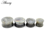 2pcs 6-22mm Spectrolite Stone Ear Tunnels Plugs Expander Earrings Gauges