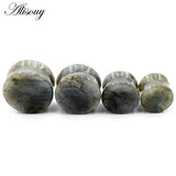 2pcs 6-22mm Spectrolite Stone Ear Tunnels Plugs Expander Earrings Gauges