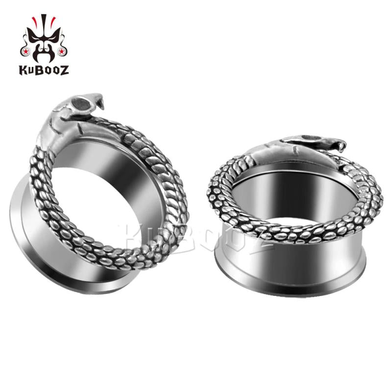 Stainless Steel Snake Eat Tail Ear Tunnels Stretchers Body Piercing