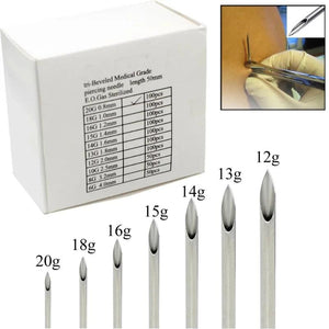100PCS 14G Piercing Needles Surgical Steel Disposable E.O.Gas Sterilized
