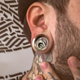 Giga 2 PCS Stainless Steel Ear Plugs Ink-Painting Double Flared Tunnel Gauges