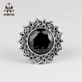 Vintage Flower Ear Plugs Stainless Steel Zircon Body Piercing Jewelry
